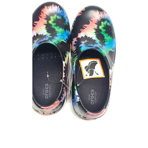 Crocs Neria Pro II Graphic black Tie Dye work clogs women's size 5 NWT - Picture 6 of 7